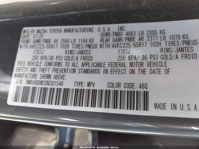 Продажа на аукционе авто 2025 Mazda Cx-50 2.5 S Preferred Package, vin: 7MMVABBM0SN381546, номер лота: 45625770