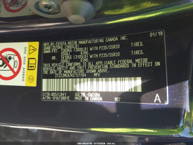 2T2ZZMCA7KC131164 Lexus RX 350