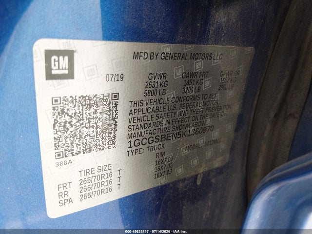 1GCGSBEN5K1360970 Chevrolet Colorado Wt