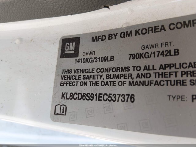 Chevrolet Spark 1lt Auto 2014 KL8CD6S91EC537376 Image 9
