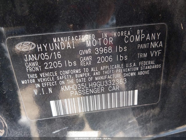 Продаж на аукціоні авто 2016 Hyundai Elantra Gt, vin: KMHD35LH9GU332363, номер лоту: 45625836