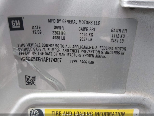 Aukcja sprzedaży 2010 Buick Lacrosse Cxl, vin: 1G4GC5EG1AF174307, numer aukcji: 45625847