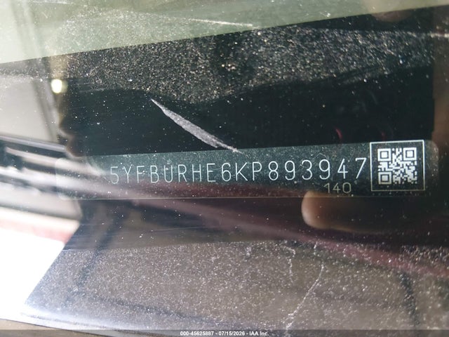Продажа на аукционе авто 2019 Toyota Corolla Le, vin: 5YFBURHE6KP893947, номер лота: 45625887