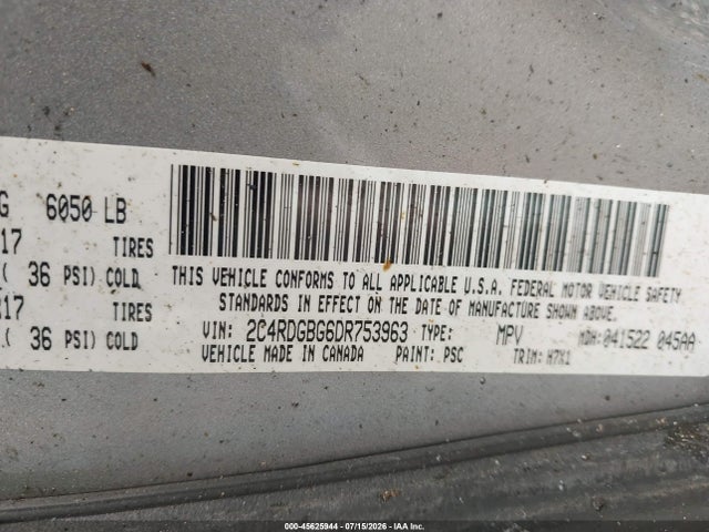 Aukcja sprzedaży 2013 Dodge Grand Caravan Se, vin: 2C4RDGBG6DR753963, numer aukcji: 45625944