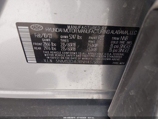 Hyundai Santa Fe Sel 2022 5NMS2DAJ4NH432597 Image 9