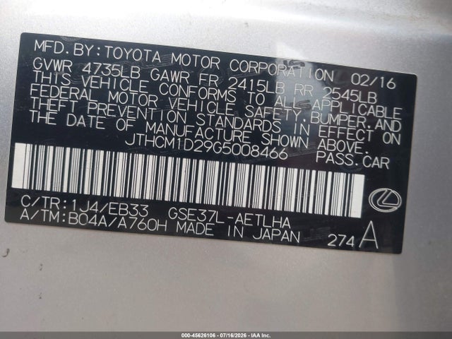 Lexus IS 300 2016 JTHCM1D29G5008466 Image 9