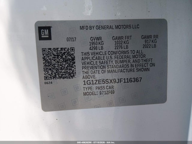 Aukcja sprzedaży 2018 Chevrolet Malibu Premier, vin: 1G1ZE5SX9JF116367, numer aukcji: 45626290