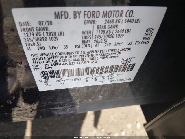 Ford Edge Titanium 2020 2FMPK4K92LBA93372 Image 9