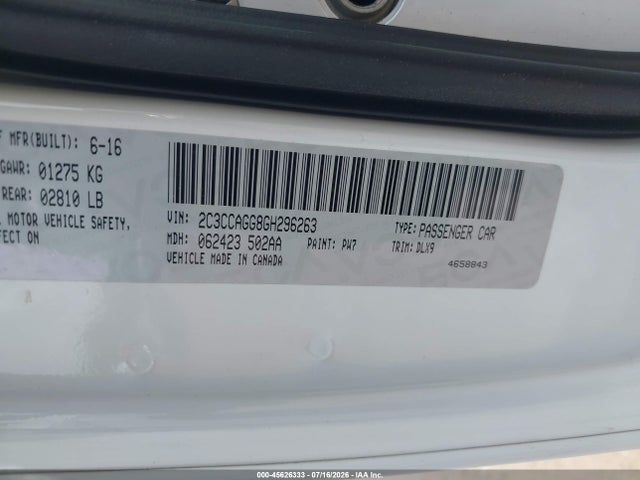 45626333 :رقم المزاد ، 2C3CCAGG8GH296263 vin ، 2016 Chrysler 300 مزاد بيع