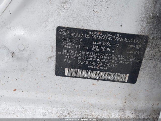 Продажа на аукционе авто 2016 Hyundai Elantra Se, vin: 5NPDH4AE7GH776716, номер лота: 45626381
