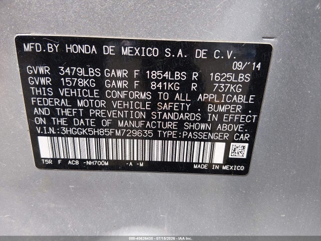 3HGGK5H85FM729635 Honda Fit Ex/ex-l