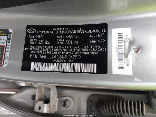 Продаж на аукціоні авто 2021 Hyundai Elantra Se, vin: 5NPLL4AG5MH042910, номер лоту: 45626488