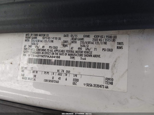 Ford Transit-350 2015 1FTSW2YM7FKA94188 Image 9