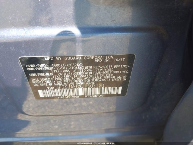45626566 :رقم المزاد ، JF2SJAECXJH503120 vin ، 2018 Subaru Forester 2.5i Premium مزاد بيع