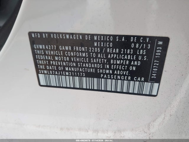 3VWL07AJ1EM211173 Volkswagen Jetta 1.8t Sel