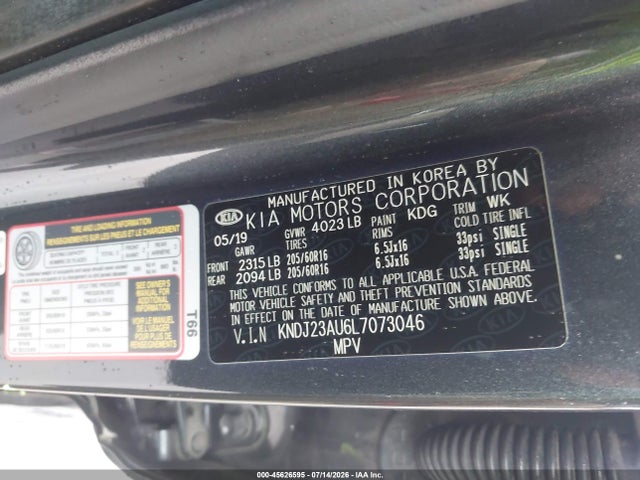 2020 Kia Soul Lx მანქანა იყიდება აუქციონზე, vin: KNDJ23AU6L7073046, აუქციონის ნომერი: 45626595