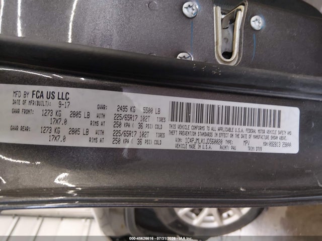 Auction sale of the 2018 Jeep Cherokee Latitude Plus 4x4, vin: 1C4PJMLX1JD560020, lot number: 45626616