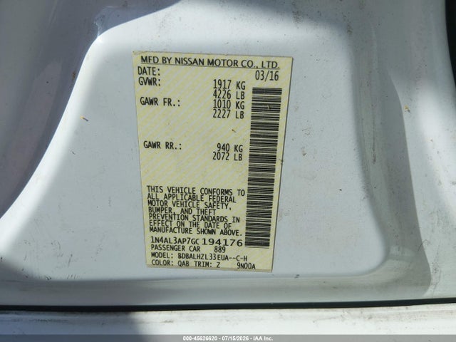 1N4AL3AP7GC194176 Nissan Altima 2.5 Sr