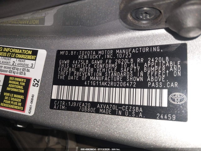 Toyota CAMRY SE 2024 4T1G11AK2RU206472 Image 9