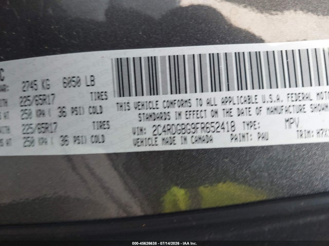 Продаж на аукціоні авто 2015 Dodge Grand Caravan Se, vin: 2C4RDGBG9FR652418, номер лоту: 45626638