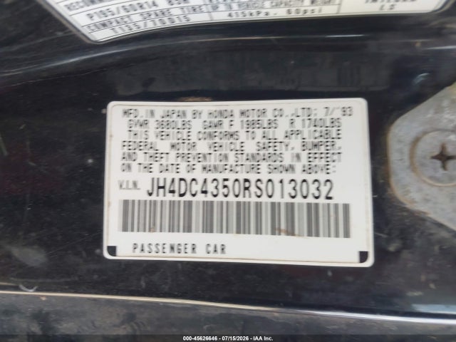 Aukcja sprzedaży 1994 Acura Integra Ls, vin: JH4DC4350RS013032, numer aukcji: 45626646