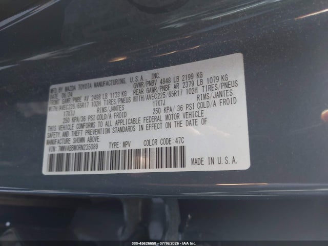 2024 Mazda Cx-50 2.5 S Preferred მანქანა იყიდება აუქციონზე, vin: 7MMVABBM0RN235089, აუქციონის ნომერი: 45626658