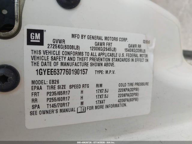 Продажа на аукционе авто 2006 Cadillac Srx V6, vin: 1GYEE637760190157, номер лота: 45626726