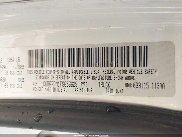 1C6RR7PM1FS656629 RAM 1500 Laramie Longhorn