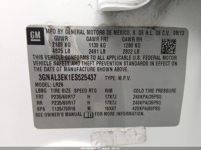 Продажа на аукционе авто 2014 Chevrolet Captiva Sport Fleet Lt, vin: 3GNAL3EK1ES525437, номер лота: 45626858