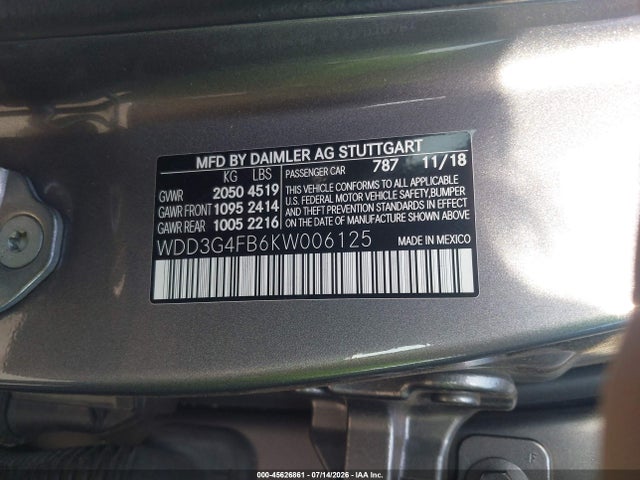Aukcja sprzedaży 2019 Mercedes-benz A 220 4matic, vin: WDD3G4FB6KW006125, numer aukcji: 45626861
