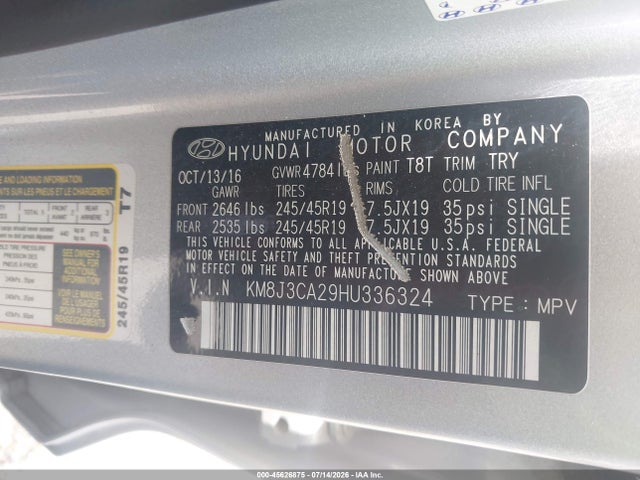 Hyundai Tucson Limited 2017 KM8J3CA29HU336324 Image 9