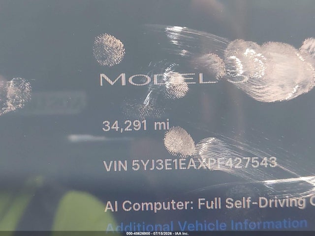Продаж на аукціоні авто 2023 Tesla Model 3 Rear-wheel Drive, vin: 5YJ3E1EAXPF427543, номер лоту: 45626900