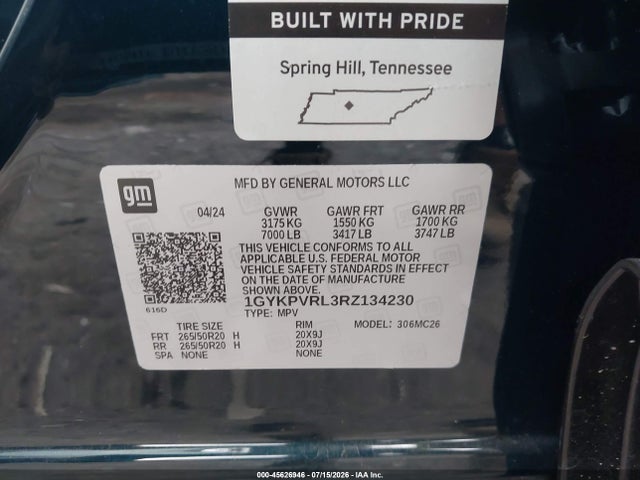 Продаж на аукціоні авто 2024 Cadillac Lyriq Sport W/1sj, vin: 1GYKPVRL3RZ134230, номер лоту: 45626946