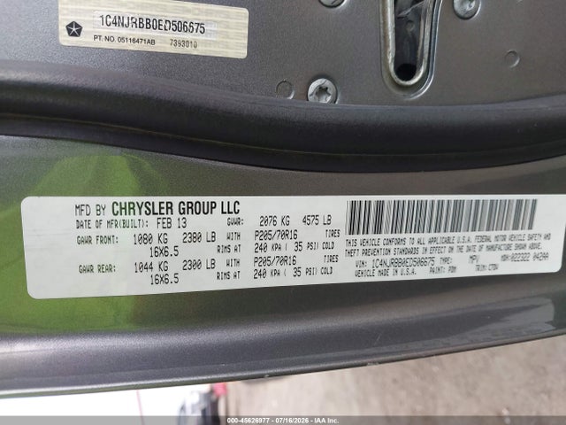 1C4NJRBB0ED506675 Jeep Patriot Sport