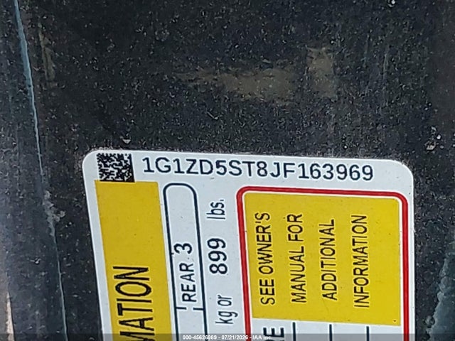 Aukcja sprzedaży 2018 Chevrolet Malibu Lt, vin: 1G1ZD5ST8JF163969, numer aukcji: 45626989