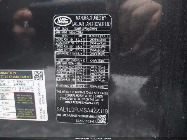 SAL1L9FU4SA422319 Land Rover Range Rover Sport P400 Dynamic Se