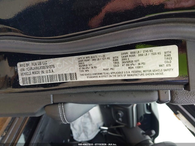 2025 Jeep Grand Cherokee Altitude X 4x4 მანქანა იყიდება აუქციონზე, vin: 1C4RJHAGXS8791379, აუქციონის ნომერი: 45627010