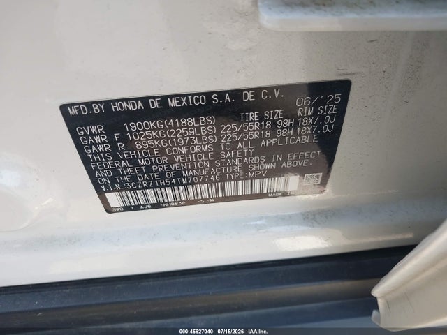 3CZRZ1H54TM707746 Honda Hr-v 2wd Sport