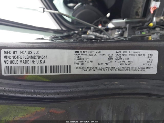 1C4RJFLG4MC704514 Jeep Grand Cherokee Trailhawk 4x4