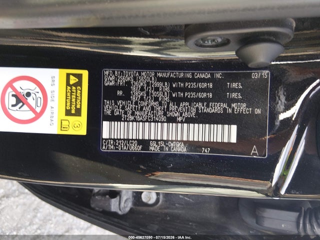 2015 Lexus Rx 350 მანქანა იყიდება აუქციონზე, vin: 2T2BK1BA5FC314090, აუქციონის ნომერი: 45627090
