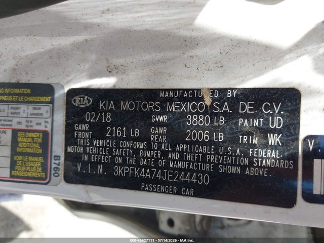 KIA FORTE LX 2018 3KPFK4A74JE244430 Image 9