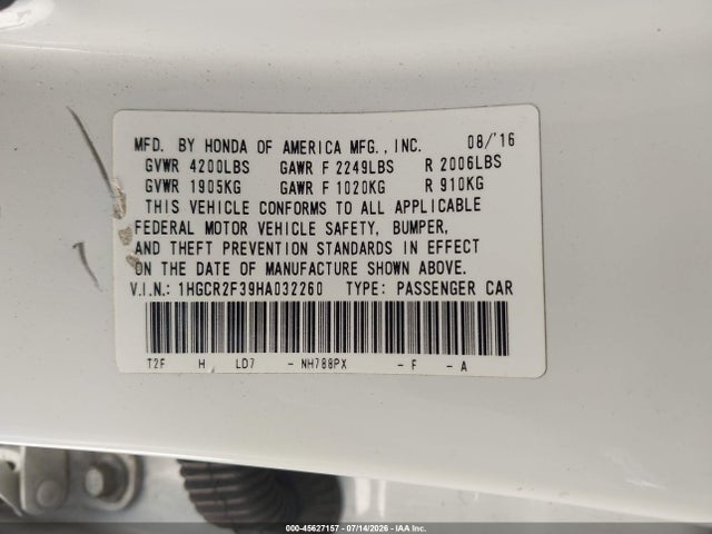 1HGCR2F39HA032260 Honda ACCORD LX