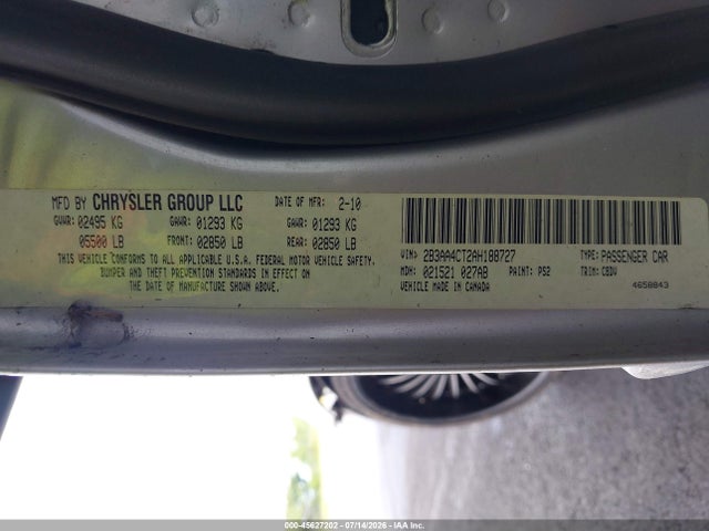 2010 Dodge Charger მანქანა იყიდება აუქციონზე, vin: 2B3AA4CT2AH188727, აუქციონის ნომერი: 45627202