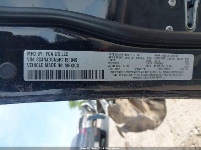 45627208 :رقم المزاد ، 3C4NJDCN5RT151949 vin ، 2024 Jeep Compass Limited 4x4 مزاد بيع