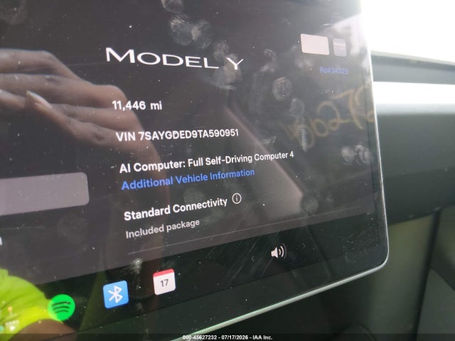 Продаж на аукціоні авто 2026 Tesla Model Y Premium Rear-wheel Drive/rear-wheel Drive, vin: 7SAYGDED9TA590951, номер лоту: 45627232