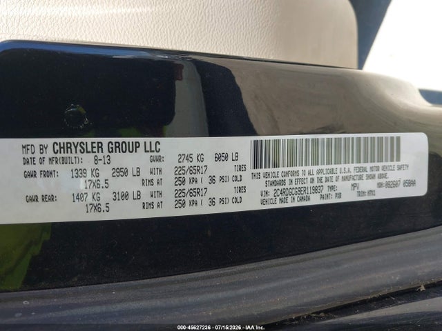 2C4RDGCG9ER119837 Dodge Grand Caravan Sxt