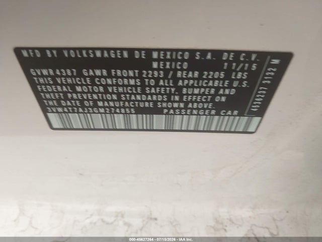 3VW4T7AJ3GM274855 Volkswagen Jetta 2.0t Gli Se