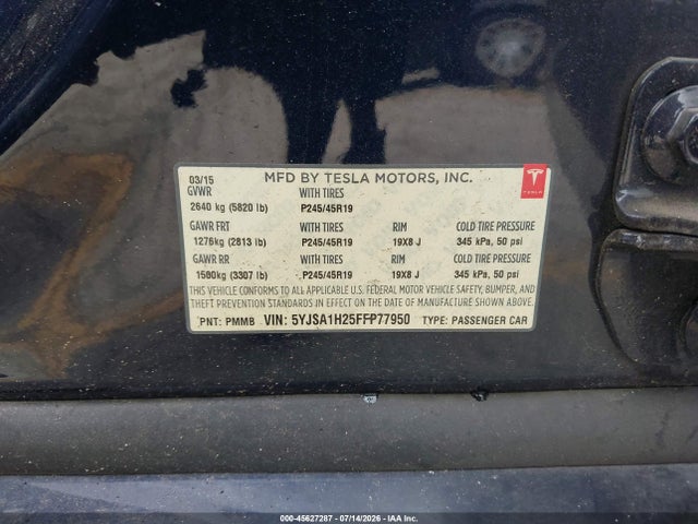 Продаж на аукціоні авто 2015 Tesla Model S 70d/85d/p85d, vin: 5YJSA1H25FFP77950, номер лоту: 45627287