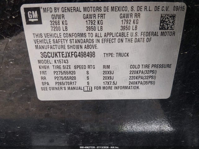 3GCUKTEJXFG498498 Chevrolet Silverado 1500 High Country