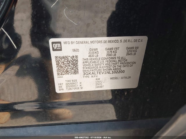 Продаж на аукціоні авто 2022 Gmc Terrain Awd Sle, vin: 3GKALTEV1NL102200, номер лоту: 45627352